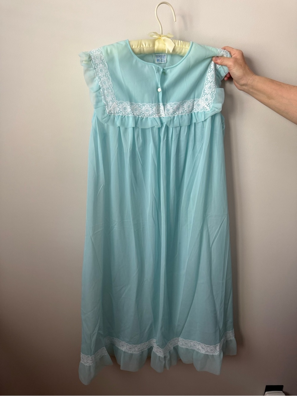 Light Aqua Lace-Trim Sleeveless Nightgown Chemise